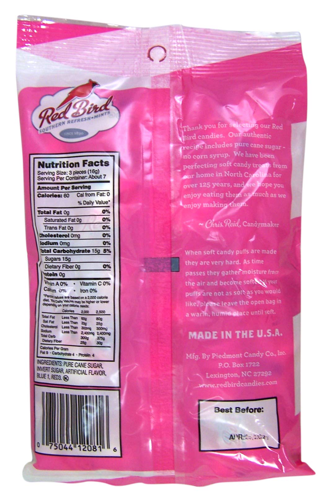 Red Bird Cotton Candy Flavored Candy, Mints Individually Wrapped, Unique Candy, 4 Oz Bag