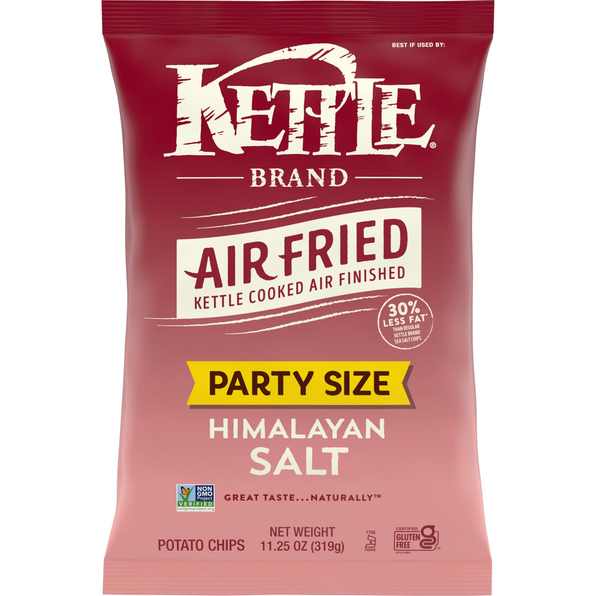 Kettle Brand Potato Chips, Air Fried Himalayan Salt Kettle Chips, 11.25 Oz Party Size Bag