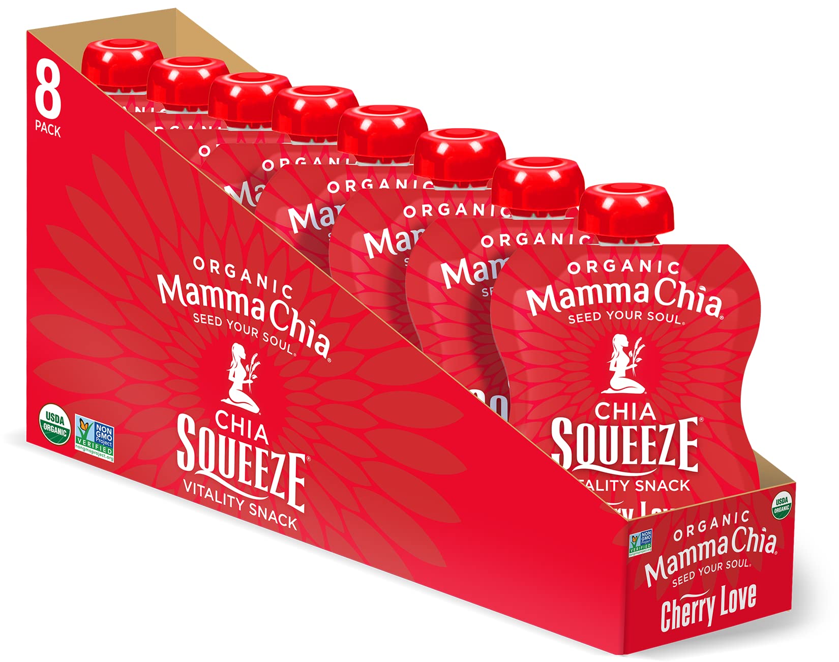 Mamma Chia Organic Vitality Squeeze Snack, Cherry Love, 16- 3.5 Ounce Chia Vitality Snack, Usda Organic, Non-Gmo, Vegan, Gluten