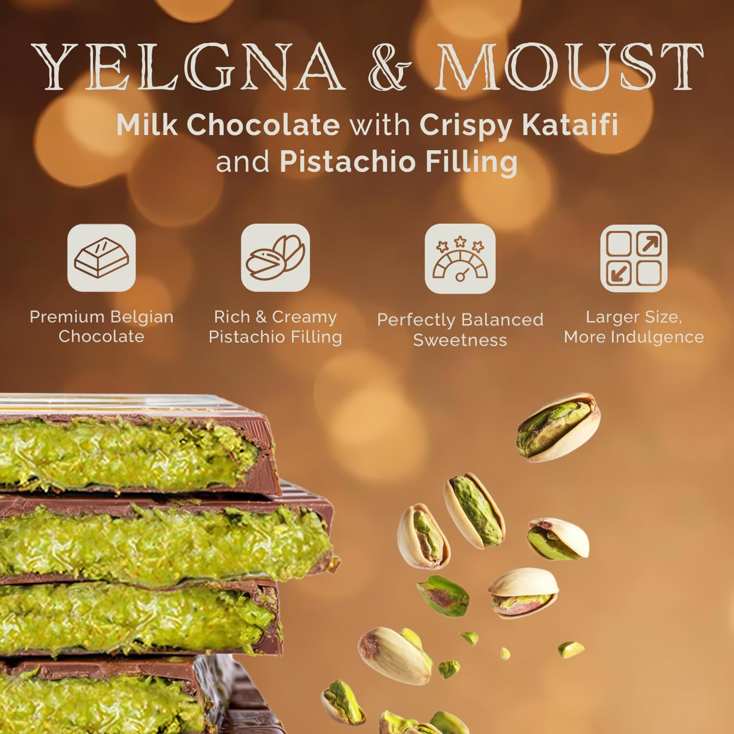 Dubai Chocolate Bar Pistachio I Viral Chocolate Bar with Pistachio Cream and Kataifi  7.05 oz (200gr)