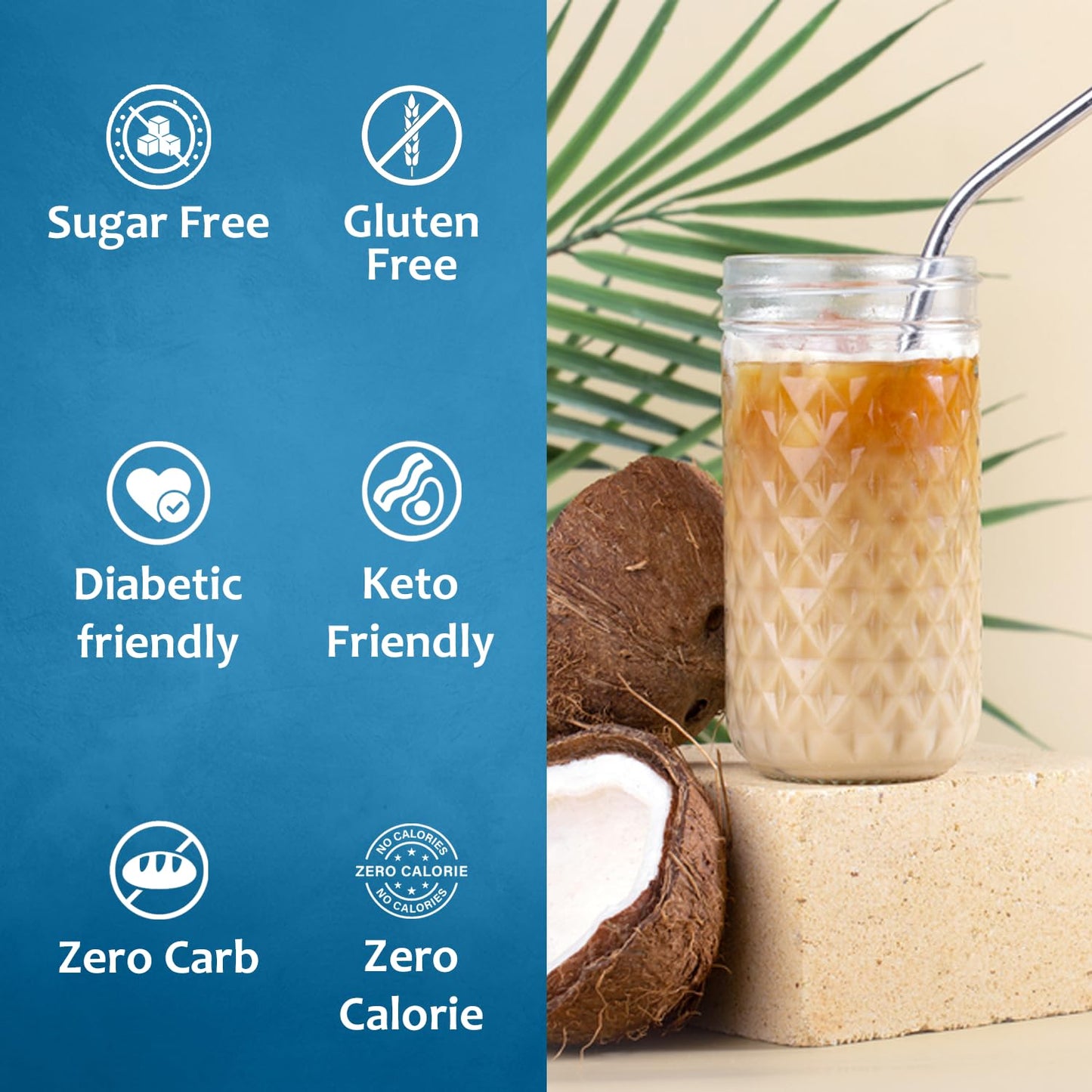 Syruvia Sugar Free Coconut Syrup With Syrup Pump Dispenser - Coconut Coffee Syrup Flavor, 25.4 Fl Oz, Kosher, Gluten Free, Perfe