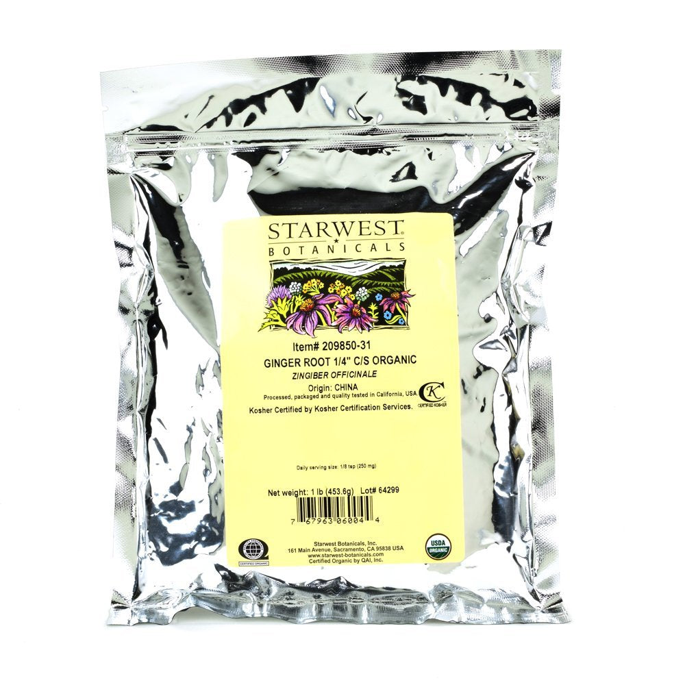 Starwest Botanicals Organic Ginger Root 1/4 Cut And Sifted, 1 Pound (Pack Of 3)