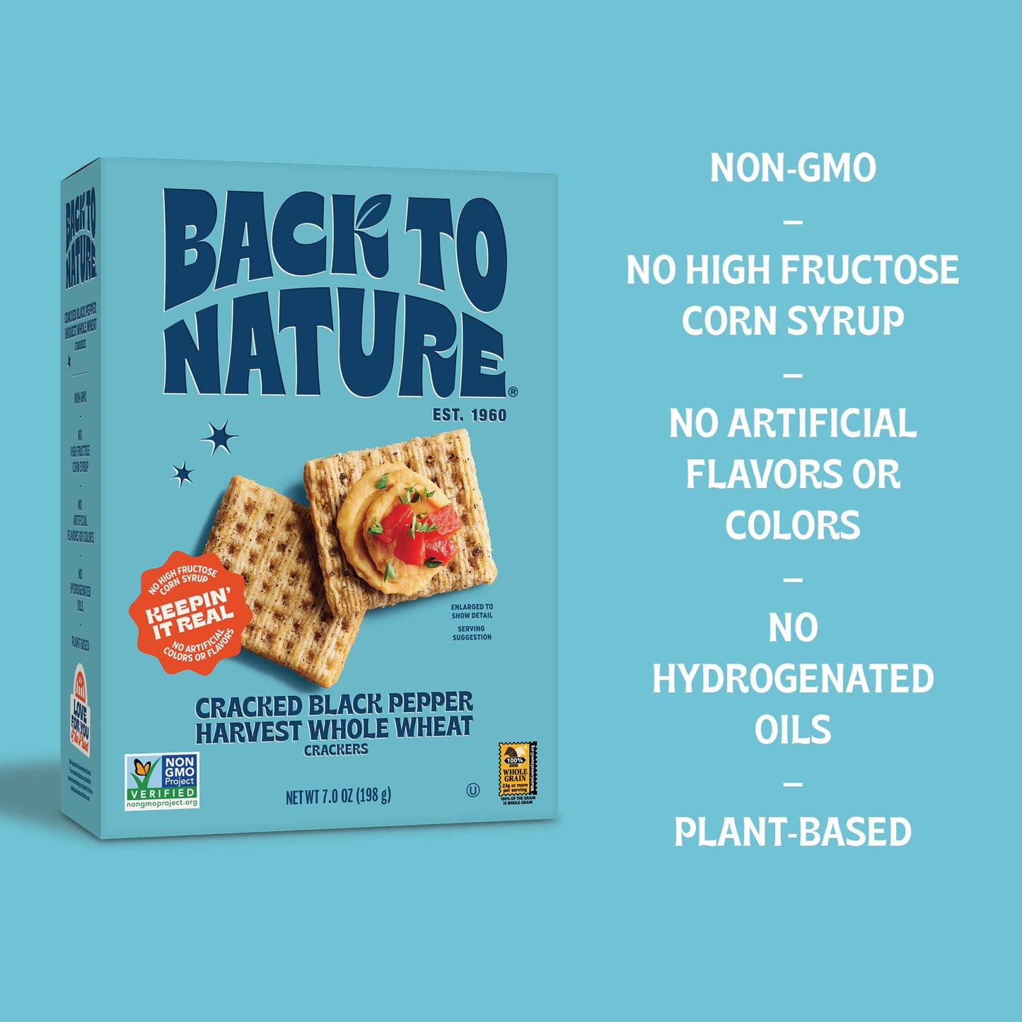 Back To Nature -  Ed Black Pepper Whole Wheat  Ers - Non-Gmo, Made With Whole Grain Wheat & Sea Salt - Seriously Tasty Snacks - 7 Ounce (Pack Of 12)
