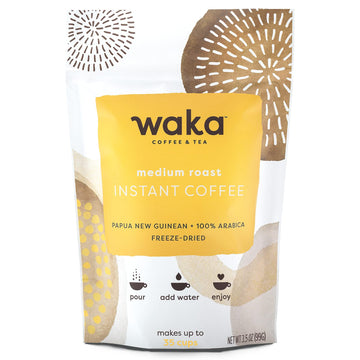 Waka Instant Coffee, House Roast - 100% Arabica Beans, Freeze Dried Granules, No Sugar Or Additives - Bulk Bag For Quick Hot And