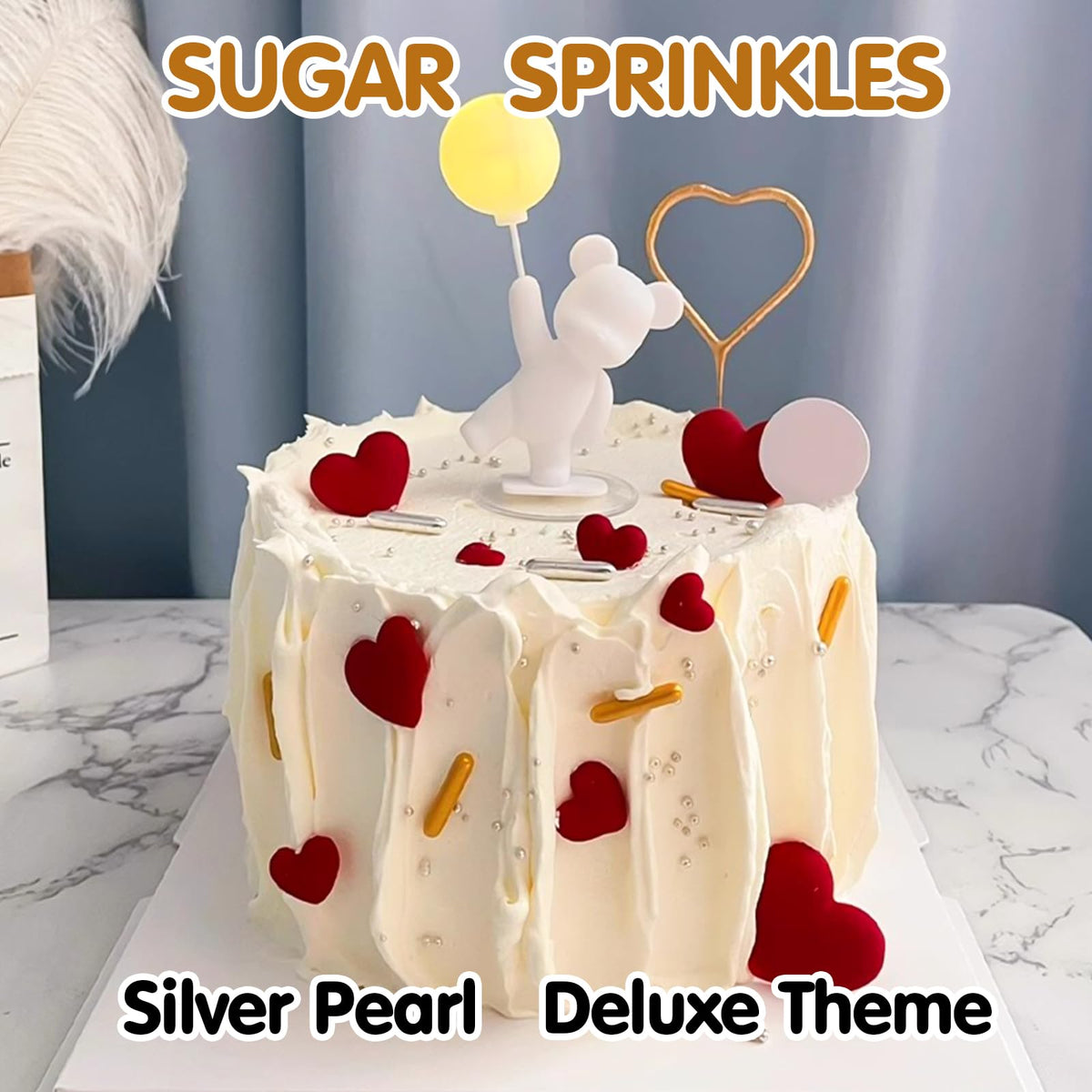 Sugarzy Edible Pearl Sprinkles Mix, Silver Rod, 130g/4.58oz, Cake Decorations, Cupcake Toppers, Holiday Supplies