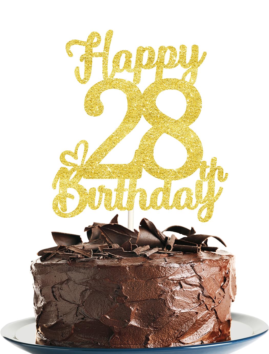 28 Birthday Cake Toppers-Gold Glitter, 28Th Cake Topper For Men,28 Cake Topper For Women, 28Th Birthday Decorations,28Th Birthda