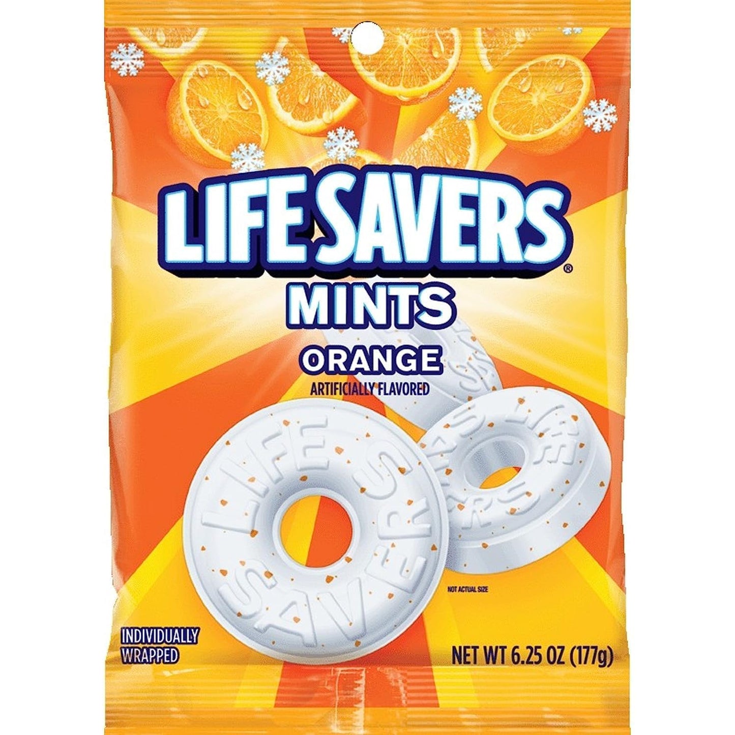 Orange Mint Life Savers - Pack Of 2 - Invigorating Orange Flavor - Great For Snacking On The Go - Perfect For The Whole Family