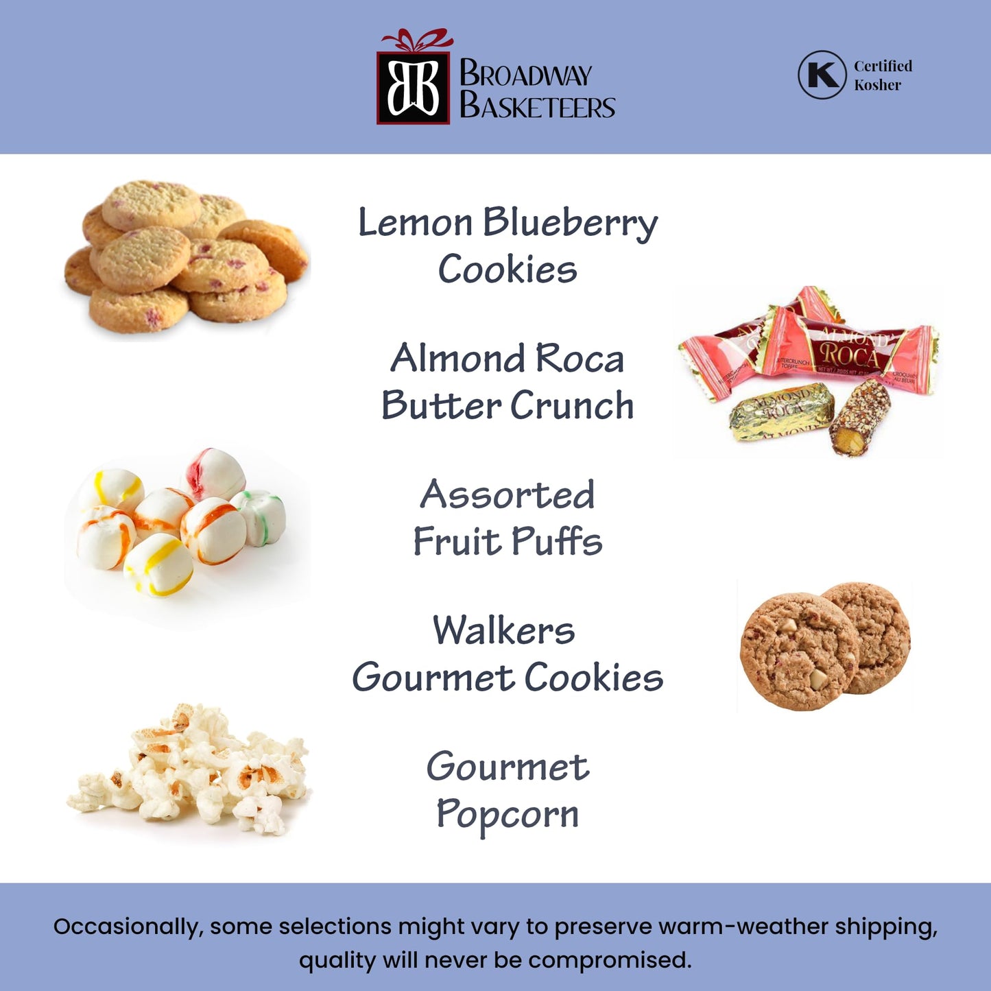 Broadway Basketeers Gourmet Food Gift Basket 6 Box Tower For Birthdays – Curated Snack Box, Sweet And Savory Treats For Parties, Best Wishes, Birthday Presents For Women, Men, Mom, Dad, Her, Him,