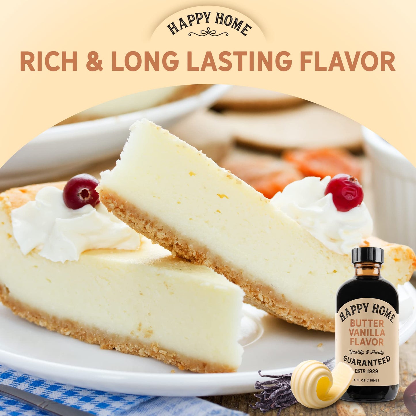 Happy Home Natural Butter, Vanilla Flavor, Certified Kosher, 4 oz.
