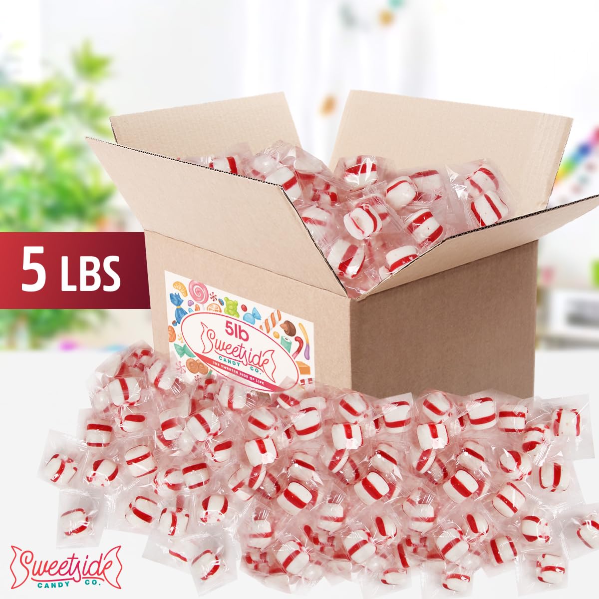 Soft Peppermint Candy Mints  5lb mints bulk individually wrapped  Refreshing peppermint puffs for Fresh Breath  Perfect soft mints peppermint puffs for Offices  Parties  and Everyday Enjoyment