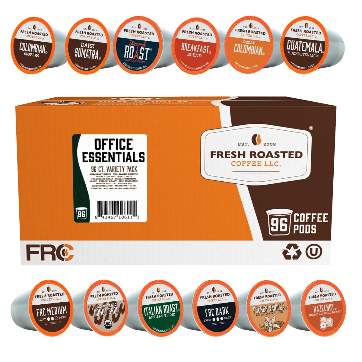 Fresh Roasted Coffee  Office Essentials Variety Pack  K-Cup Compatible  96 Count