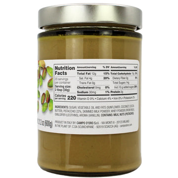 Pistachio Butter Sweet Cream  21.2 oz (600g)  Rich & Nutty Pistachio Spreand Cream for Dubai Chocolate Bars  Campo DOro