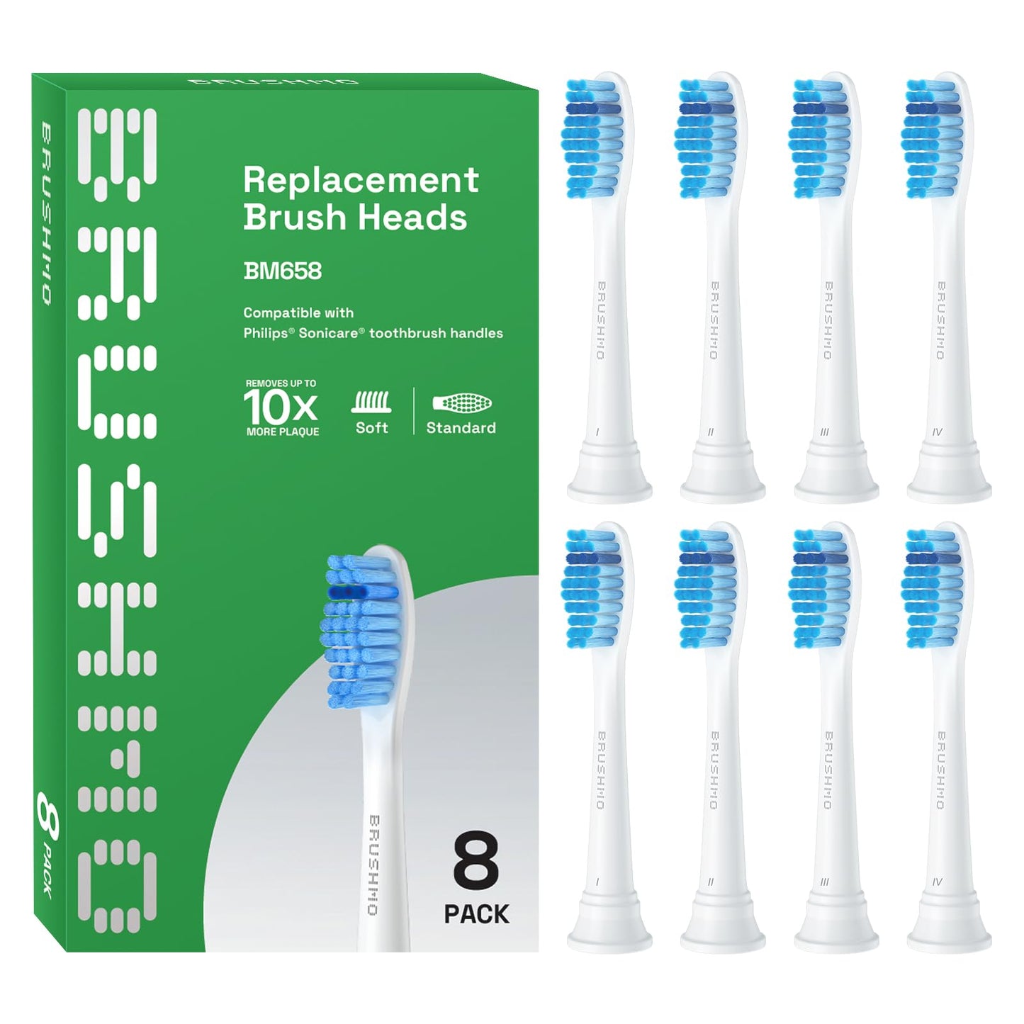 Brushmo Sensitive Replacement Toothbrush Heads Compatible With Sonicare Hx6053, 8 Pack