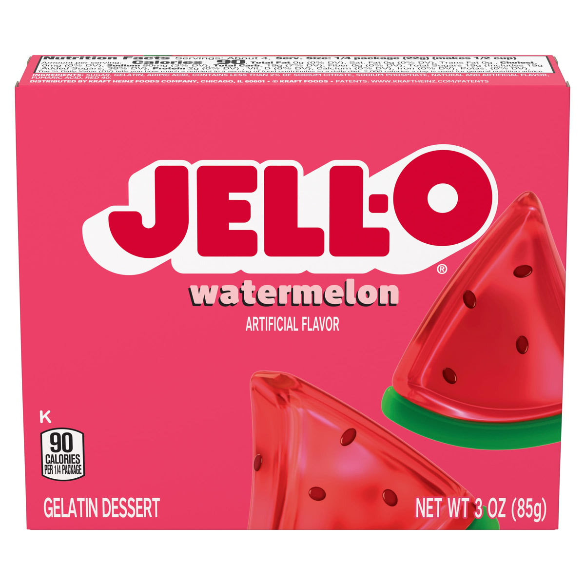 Jell-O Watermelon Flavor Gelatin Dessert, 3 Ounce Box (4-Pack)