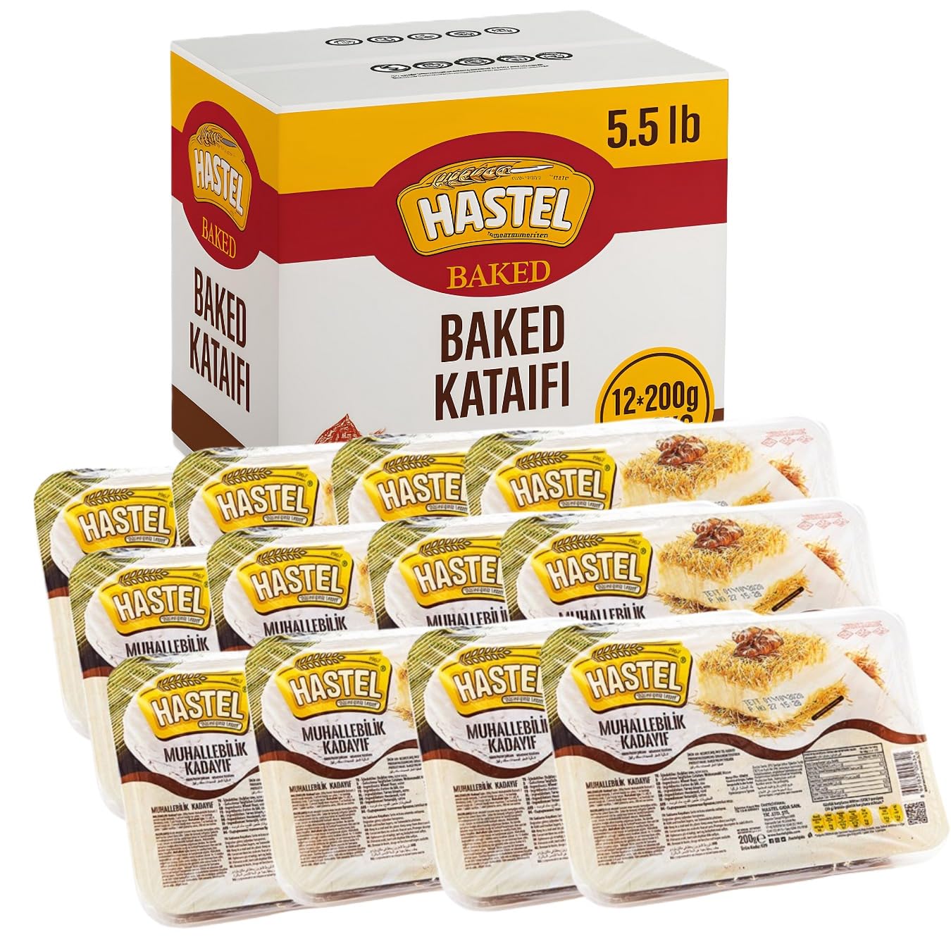 Hastel Top-Grade Bulk Baked Kataifi Shredded Fillo Dough 5.5 Lb (2500 Gr) Perfect For Viral Dubai Chocolate Bar Pistachio Kunafa Knafeh Phyllo Dough For Pastries Milky Desserts Pastry Kadayif Crispy Noodles