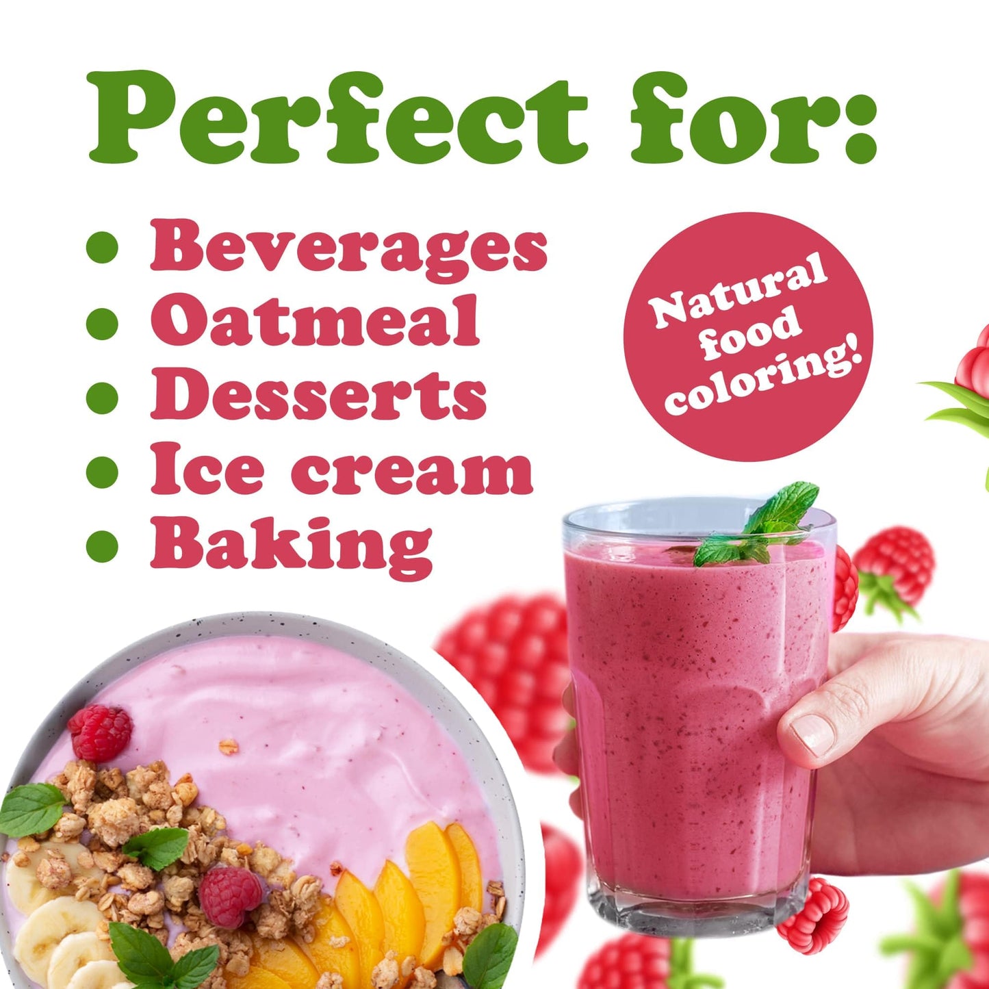 Food to Live Raspberry Powder, 1 Pound - Antioxidant-Rich Superfood for Immune Support, Skin Health - Spray-dried, No Sugar Adde