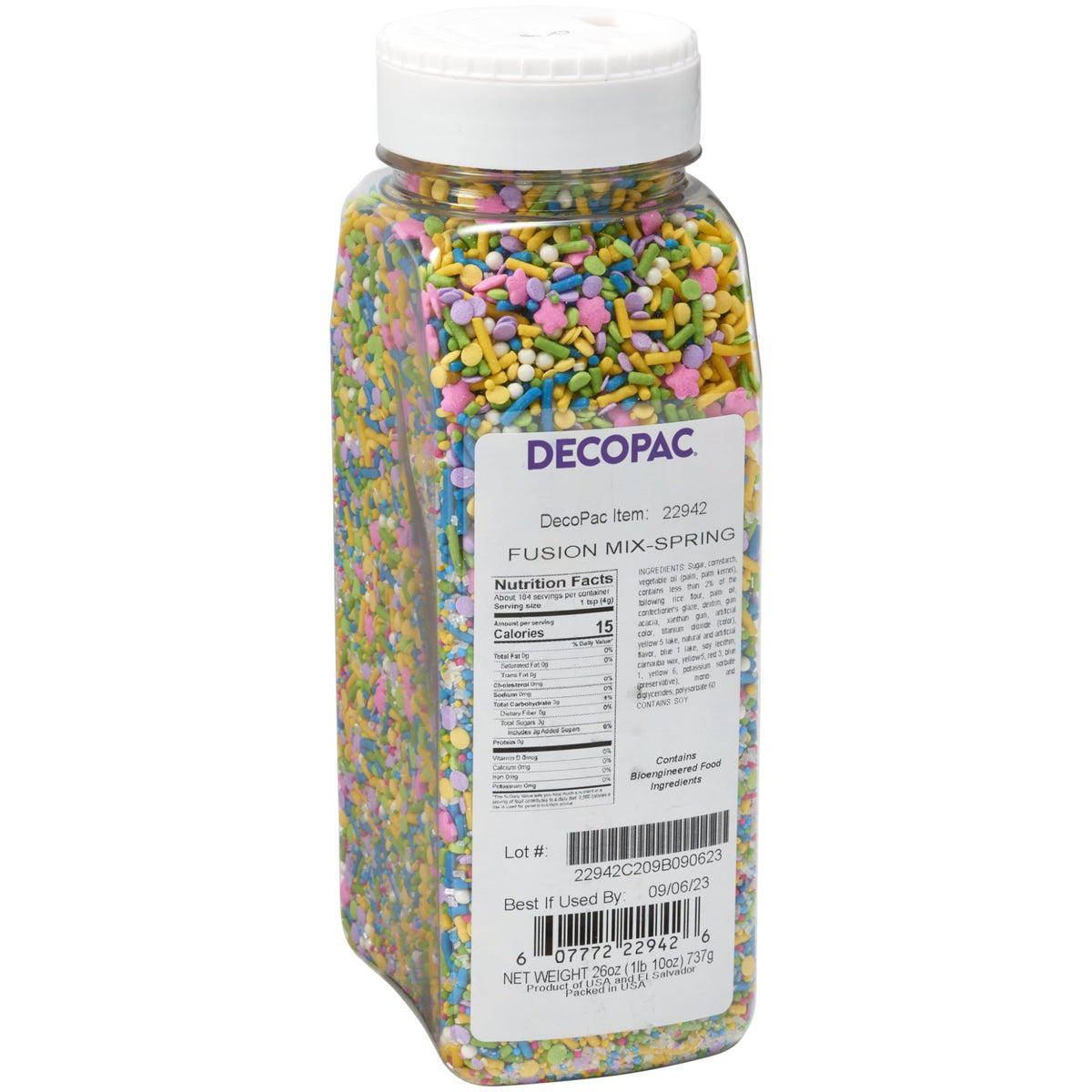 DecoPac Spring Fusion Mix Sprinkles, 26oz, Shaped Candy Sprinkles in Handheld Container, Edible Decorations For Celebration Cake