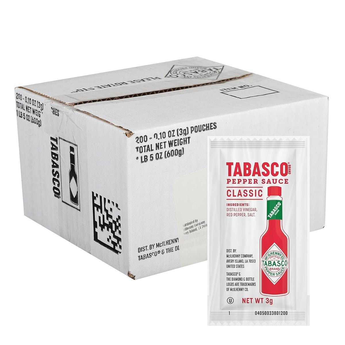 TABASCO Brand Original Red Pepper Sauce, Medium Hot Sauce, Single-Serve Hot Sauce Packets, Classic Flavor, Three Simple Ingredie