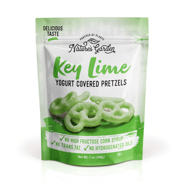 Natures Garden Key Lime Yogurt Covered Pretzels - No Trans Fat, Indulgent Snack, Key Lime Pie Flavored Pretzels - 7 Oz Bag (Pac