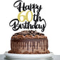 Klionjor Cake Topper - 60th Birthday Decoration, Black Gold Glitter, Photo Prop, Cardboard Material