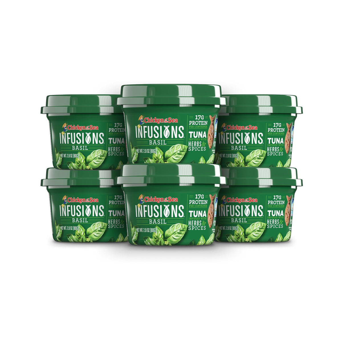 Chicken Of The Sea Infusions Tuna, 2.8 Ounce Cups (Pack Of 6), Wild Caught Tuna, Basil