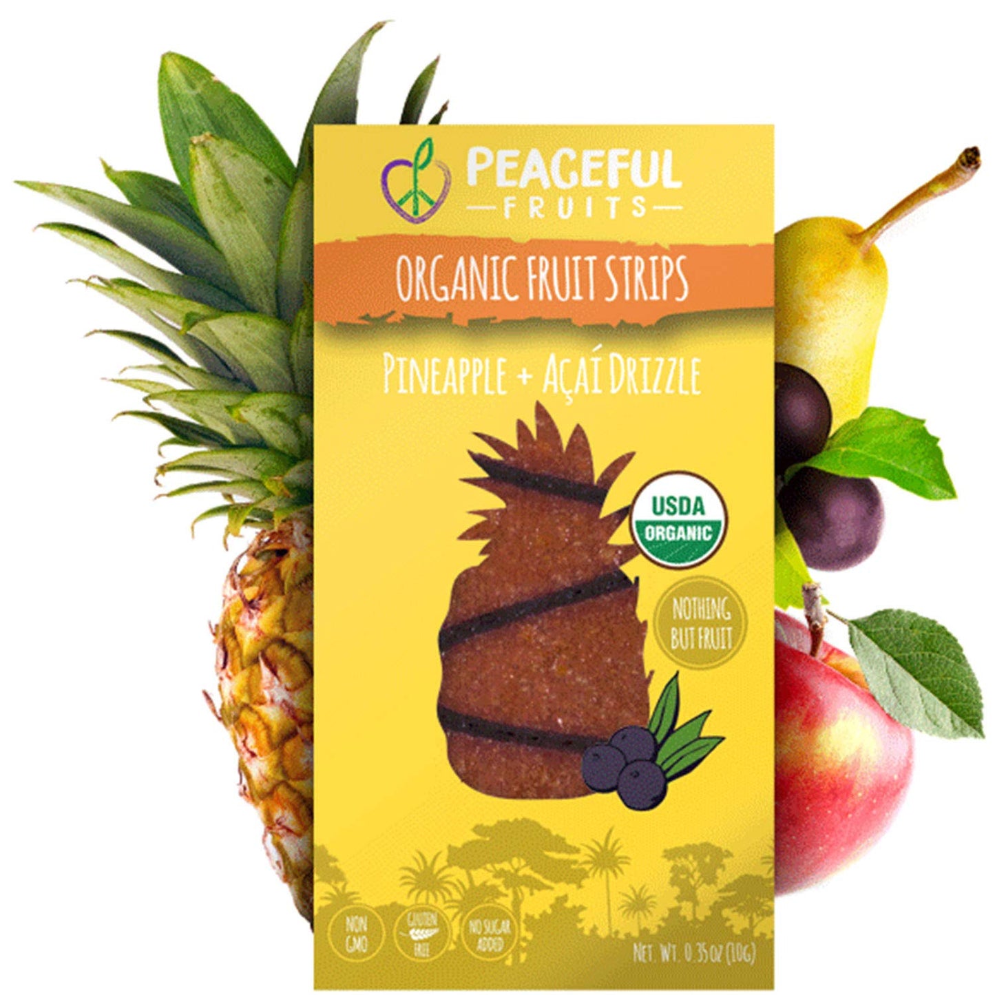 Peaceful Fruits 100% Fruit Strips (Pineapple, 12 count)