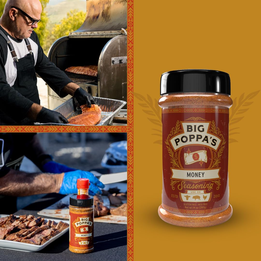 Big Poppa Smokers BBQ Rub - Prize-Winning Meat Seasoning, Gluten-Free, 14 Oz, Red, Model 120BPS
