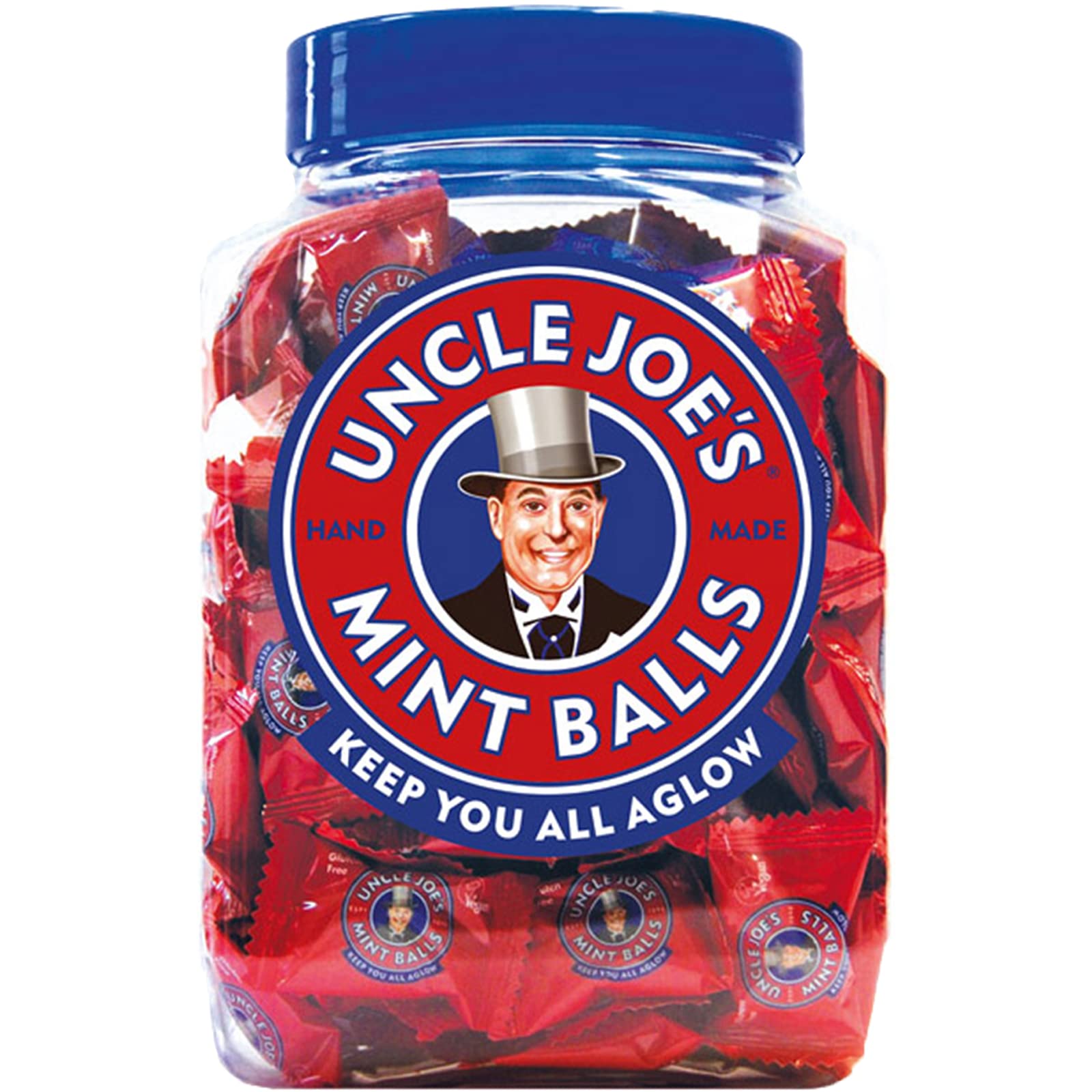 Uncle Joes Mint Balls | Handcrafted British Candy | with Peppermint Oil | Long Lasting & Breath Refreshing Minty Flavor | Indiv