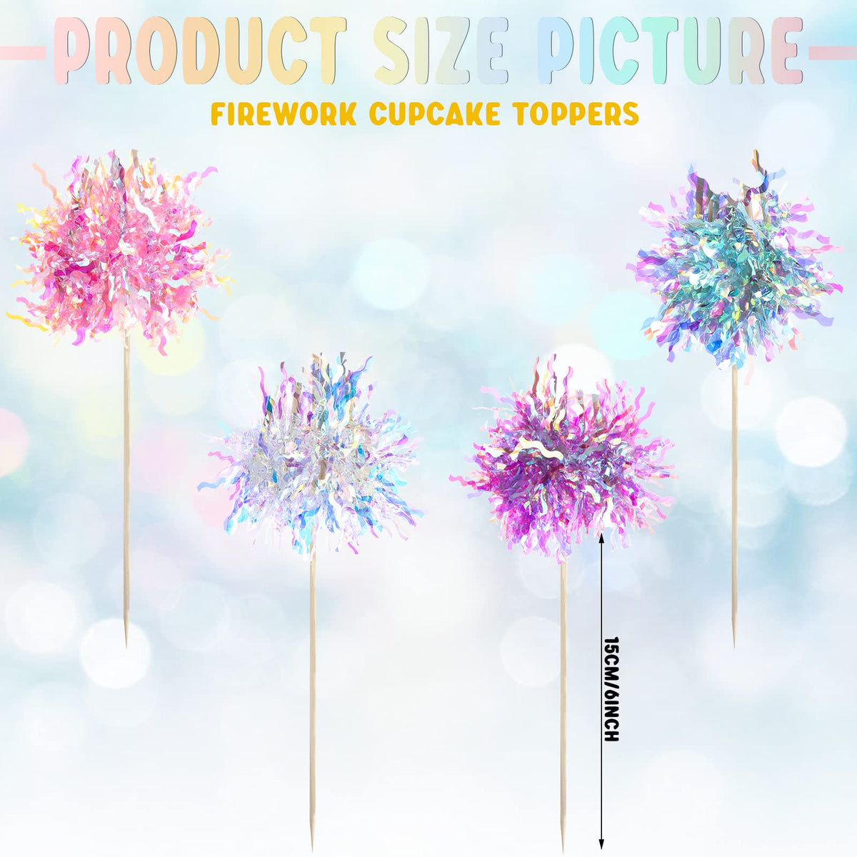 TBoxBo Firework Cupcake Toppers 120 Pcs Foil Frill Toothpicks Model 9j3s5w2yr23 Type2