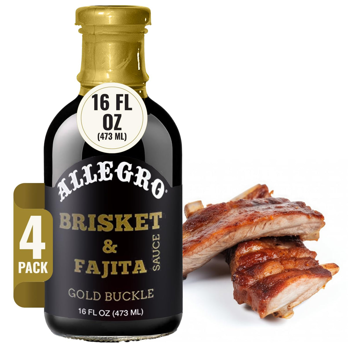 ALLEGRO - The Marinate Everything Marinades - Gold Buckle Brisket & Fajita Sauce - 16 oz, Pack of 4