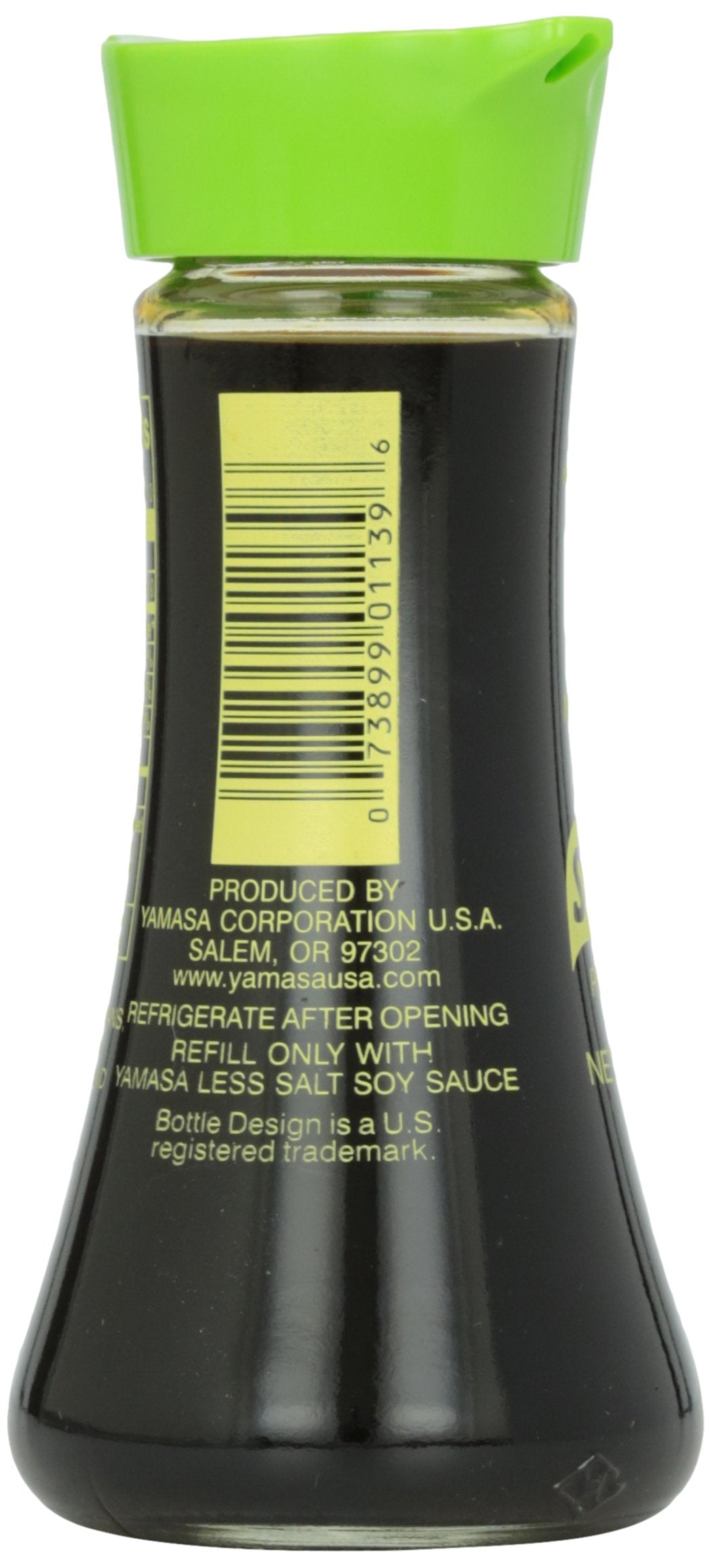 Yamasa Soy Sauce, Naturally Brewed Less Salt Low Sodium Preservative Free in Glass Dispenser, 5 fl oz (Pack of 1)