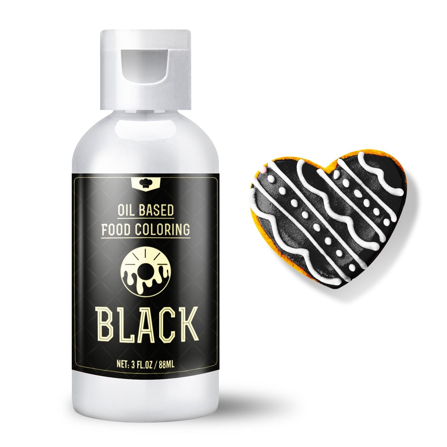 Vividye Oil Based Food Coloring, 88ml, Black, Fat Soluble Dye for Baking, Chocolate, Candy Melts, Cookies, Macarons