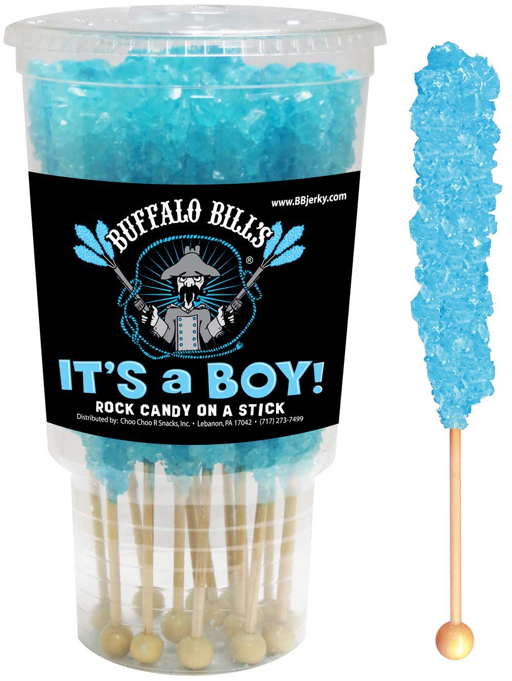 Buffalo Bills It’S A Boy Light Blue Rock Candy On A Stick (12-Ct Cup Wrapped Rock Candy Sticks)
