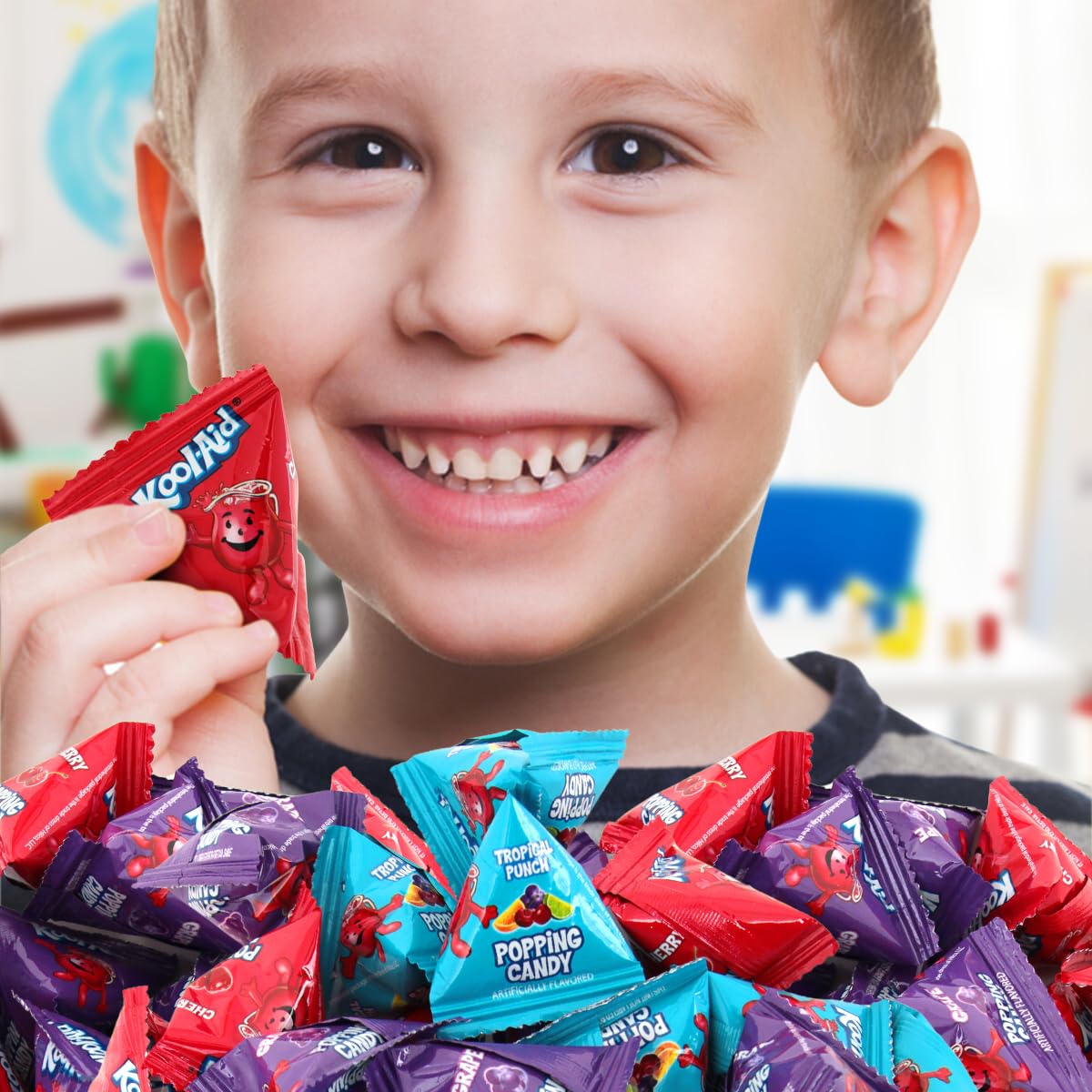 Popping Candy, 3 Fruity Flavors (Tropical Punch, Cherry, Grape), 80-Count Bag, Individually Wrapped - Perfect For Trick-Or-Treat