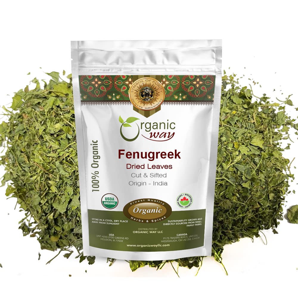 Organic Way Fenugreek Dried Leaves (Kasuri Methi) - Organic, Vegan, Non-GMO, Gluten Free, 8 Oz, USDA Certified, India Origin