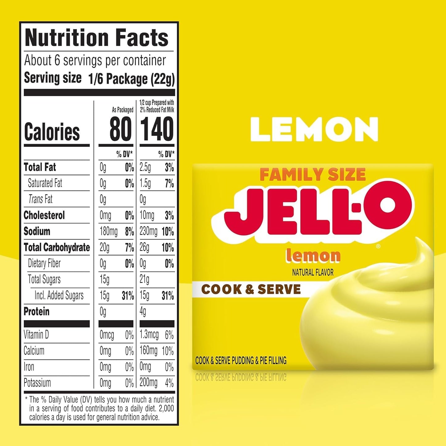 Jell-O Cook & Serve Lemon Pudding & Pie Filling, 4.3 oz, Pack of 8