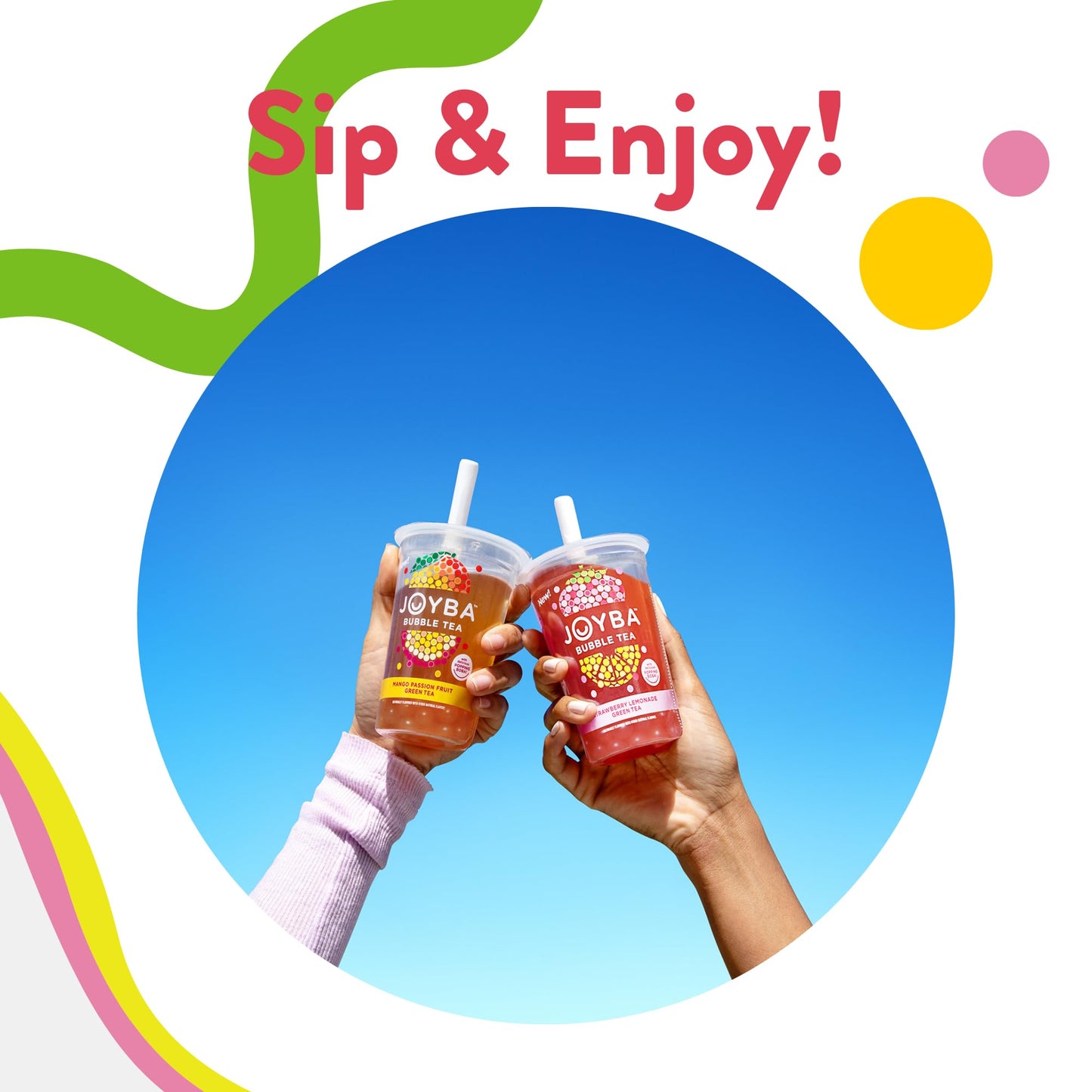Joyba Bubble Tea Mango Passion Fruit Green Tea, 6 Pack, 12 Fl. Oz. Cups