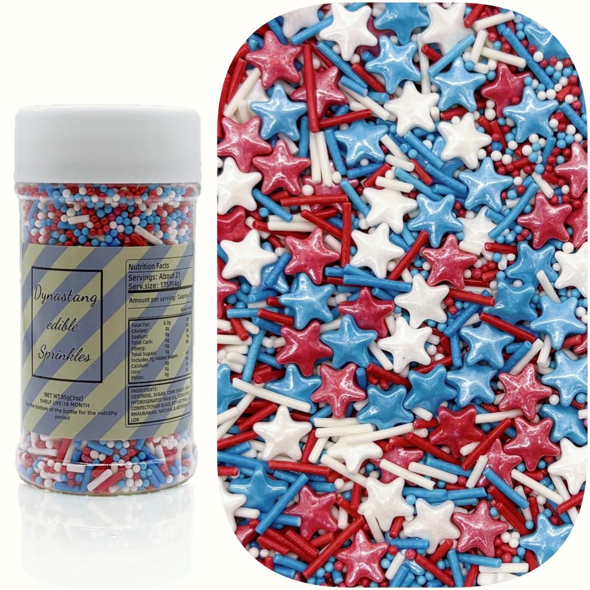 Dynastang Patriotic Stars & Pearls & Jimmy Sprinkles Edible Stars Cake Decorating Stars Cake Decorations Cupcake Toppers Cookie 
