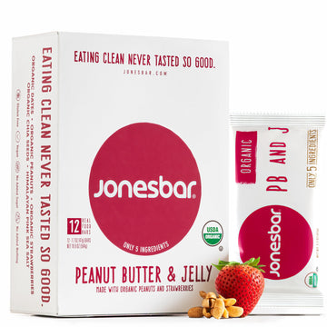 Jonesbar (Peanut Butter And Jelly, 12 Count (Pack Of 1)), Usda Organic Fruit & Nut Bar, Non-Gmo, Kosher, Vegan, Gluten Free, Sim