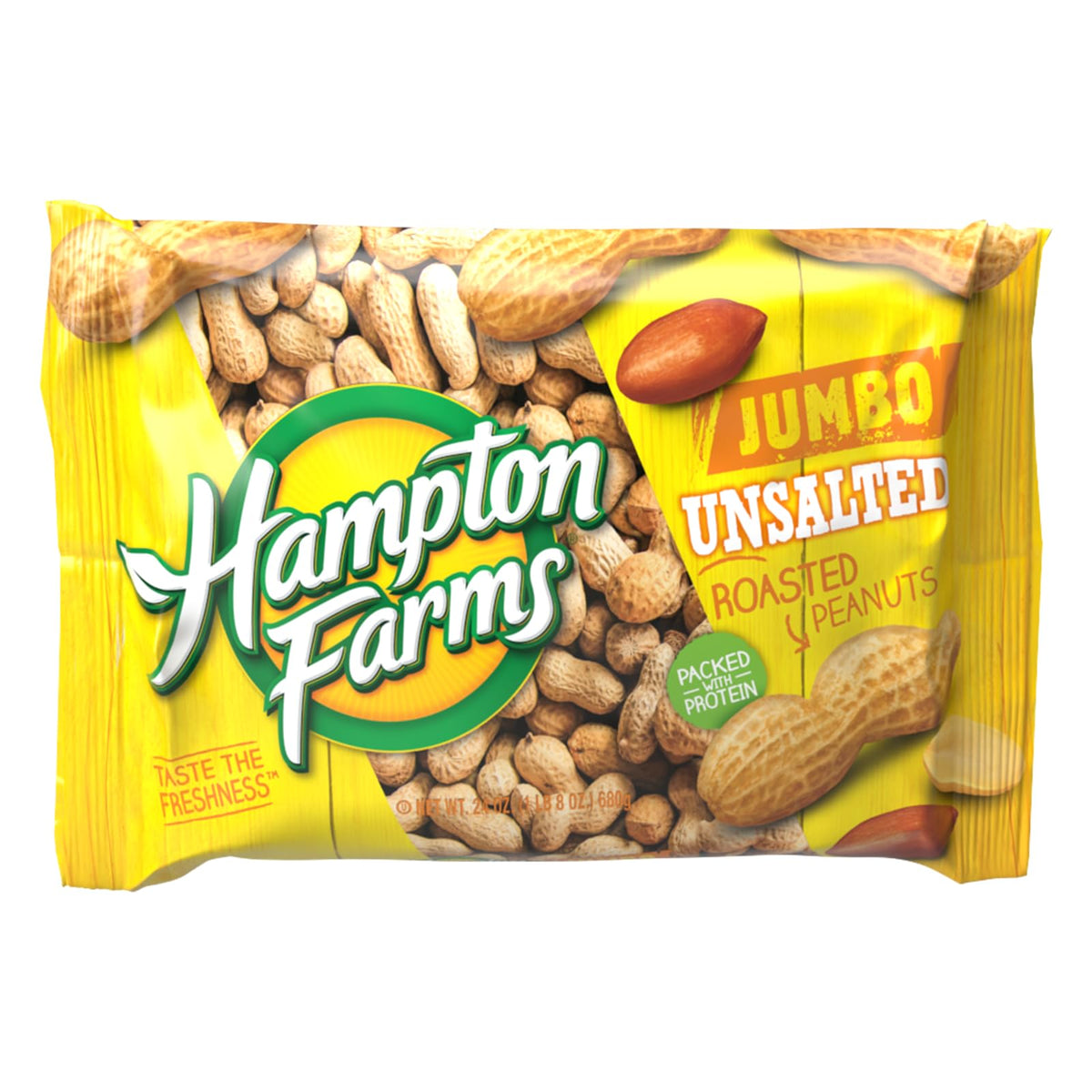 Hampton Farms - Usa Grown All-Natural - Jumbo Roasted In-Shell Unsalted Peanuts - 24 Oz. Bag