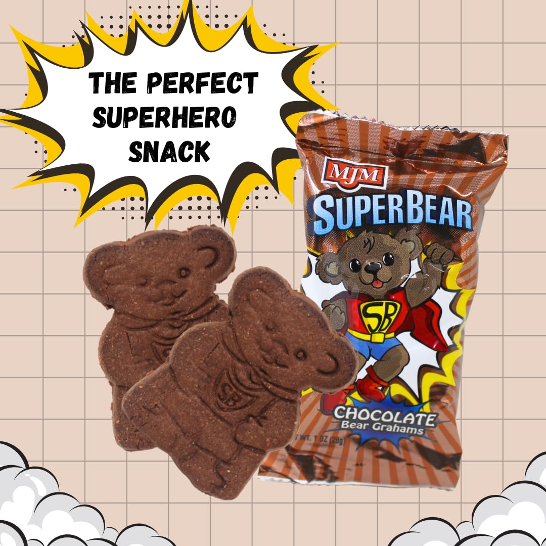 MJM SuperBear Chocolate Grahams - Case of 300 Packs, 1 Ounce Each, Perfect for Snacking