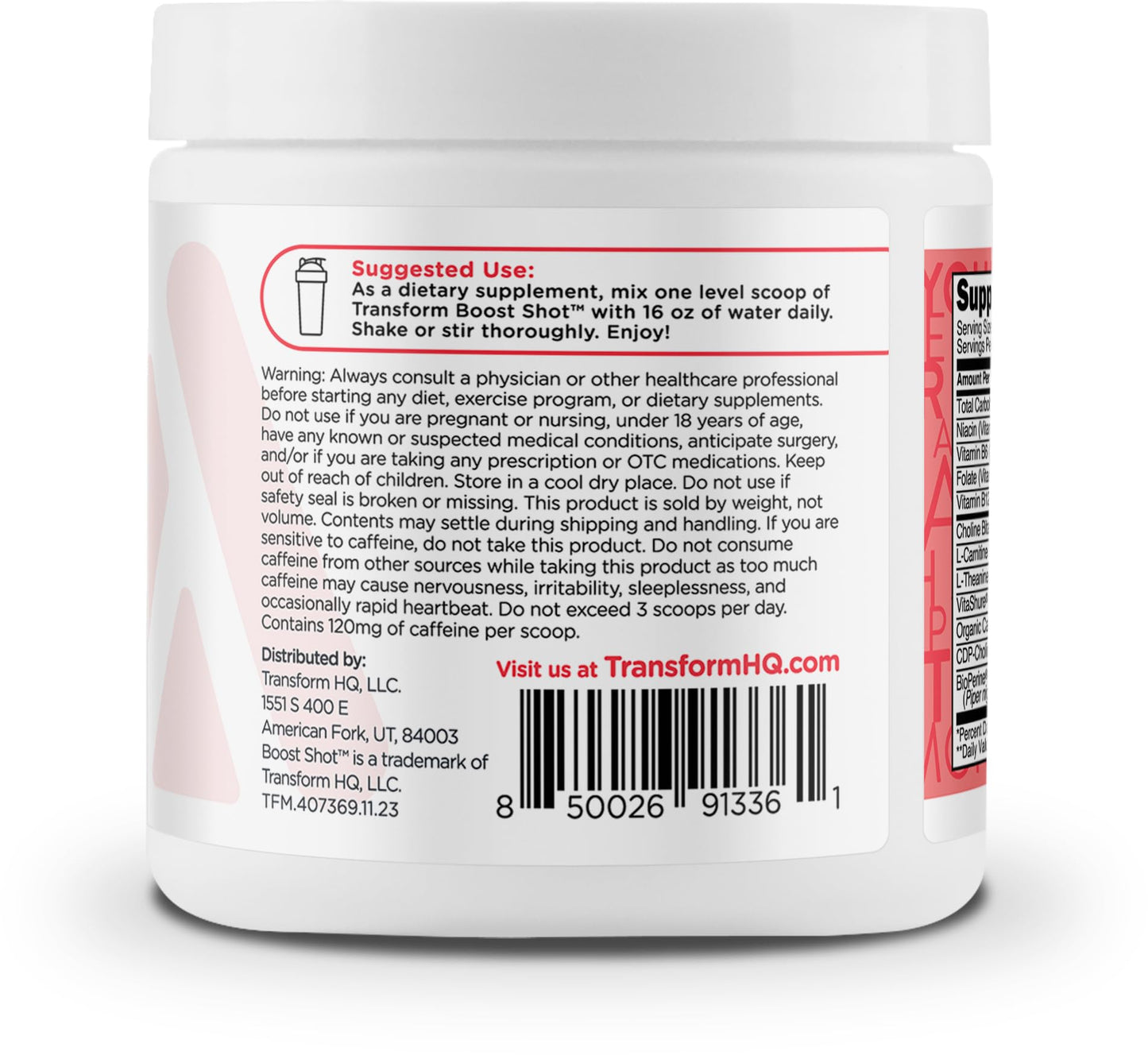 TransformHQ Energy & Focus Powder, Strawberry Lemonade, Sugar Free, Non-GMO, Gluten-Free, 4.64 Ounce (Pack of 1)