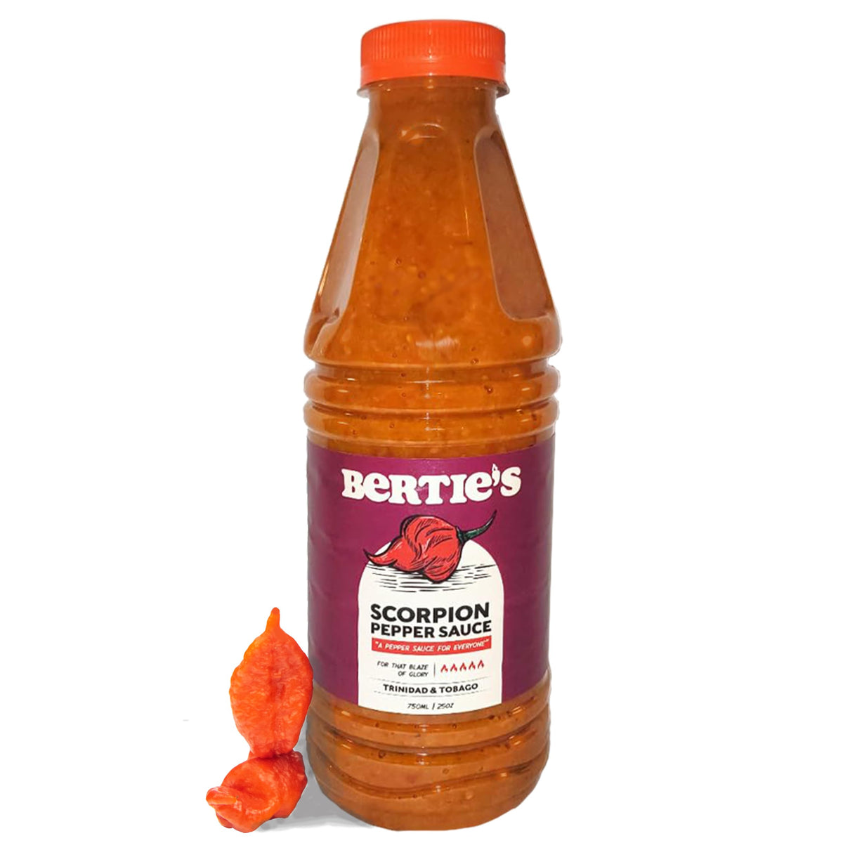 Bertie's Trinidad Pepper Sauces (26Oz./750ml) (Scorpion 750ml)