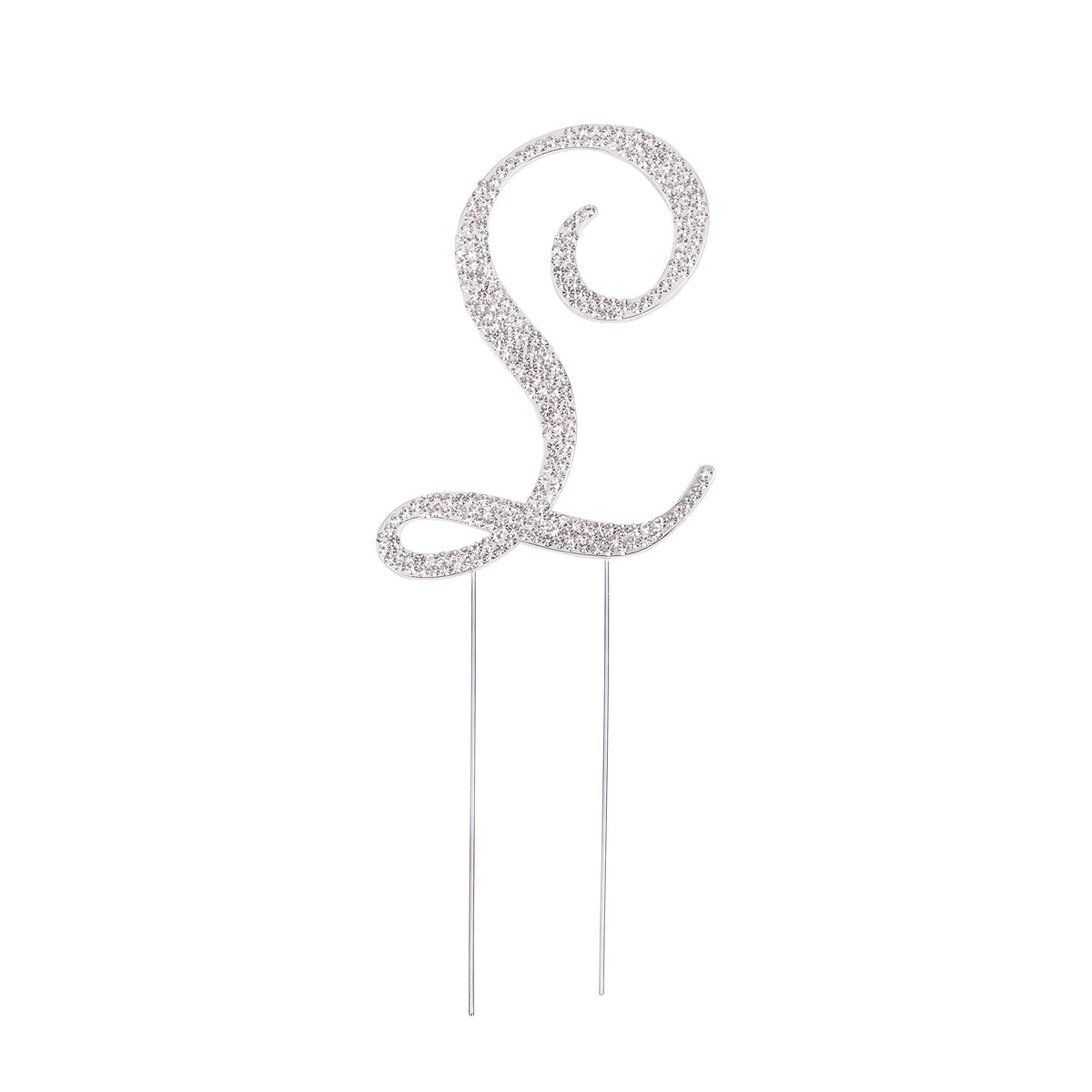 LOVENJOY Rhinestone Letter L Cake Topper, 3.5, Silver, Model GA-LTL0120A