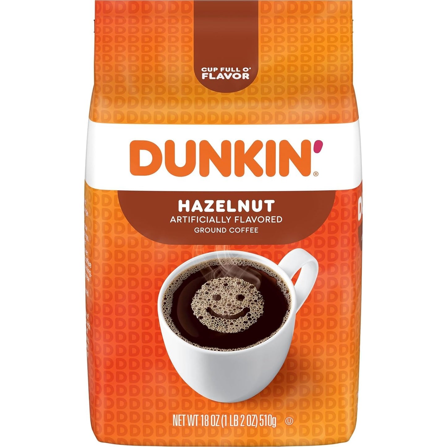Dunkin Hazelnut Flavored Ground Coffee, 18 Ounce Bag
