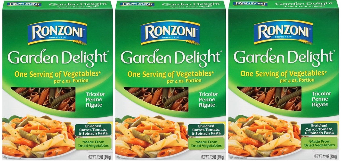 Garden Delight Tricolor Penne Rigate, 12 Oz., (Pack of 3)