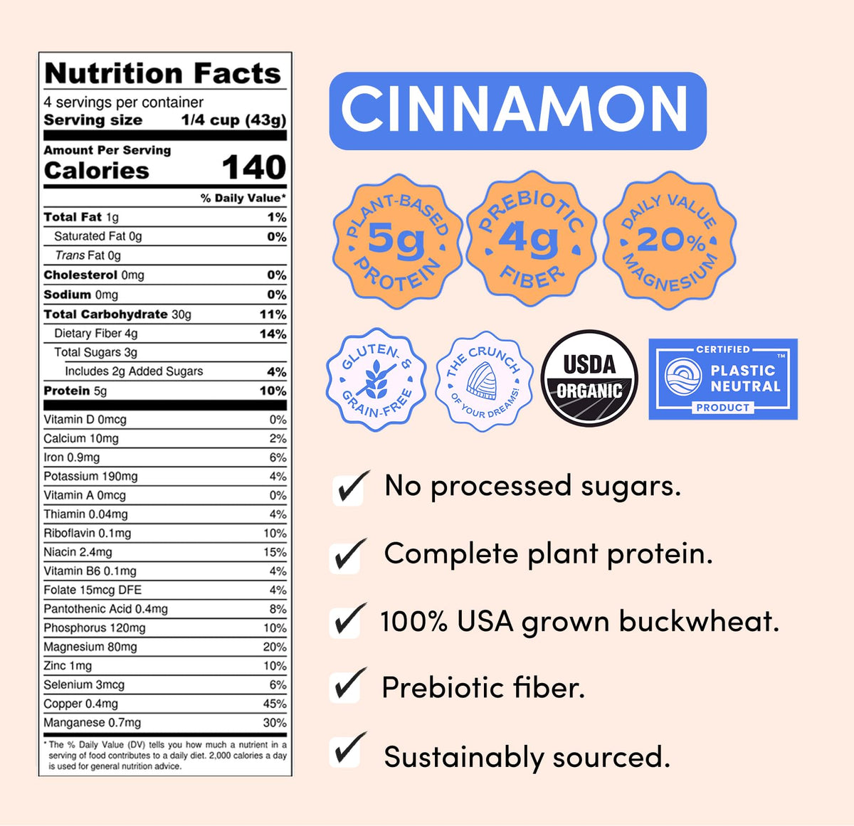 Lil Bucks Sprouted Regeneratively Grown Buckwheat Seeds- Paleo Cereal, Gluten-Free Granola, High in Protein, Low Sugar, Organic