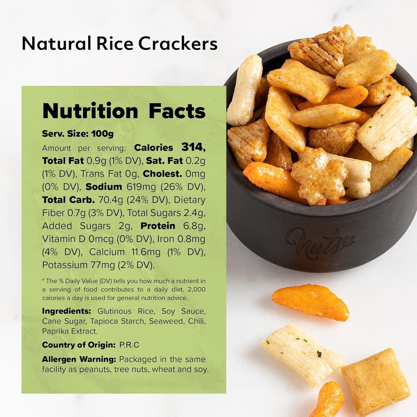 NUTS - U.S. Oriental Rice  ers, Crunchy & Spicy, No Artificial Colors, Non-GMO, 16 Ounce Resealable Bag
