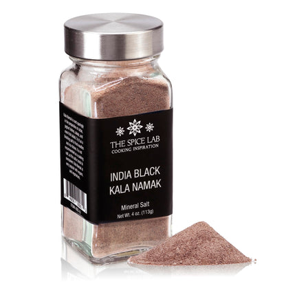 The Spice Lab Kala Namak Black Salt - Indian Himalayan Salt in French Jar - Pure Vegan Kala Namak Seasoning for Tofu Scramble - 