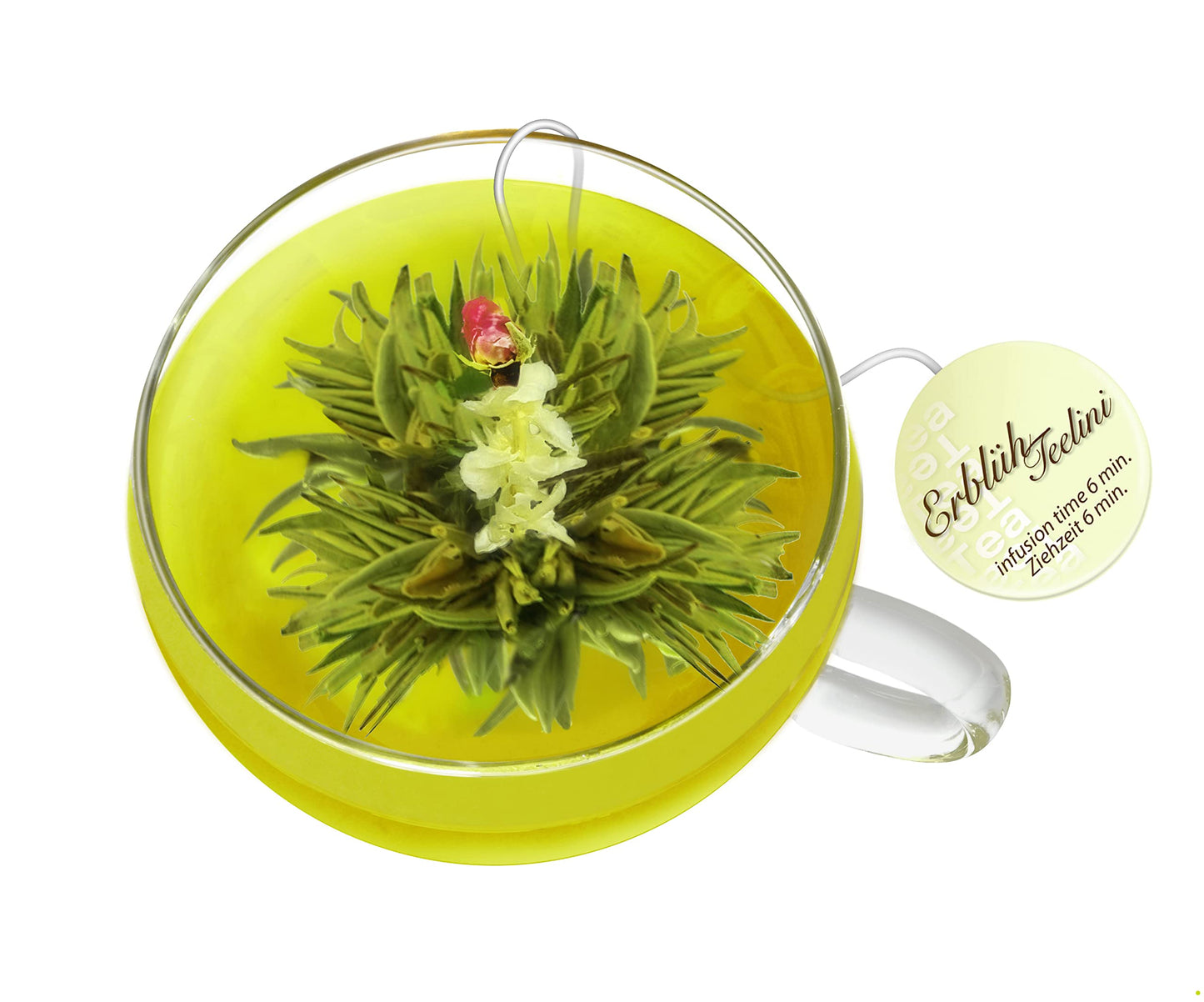 Creano Bloomning Tea Gift Set, 7oz Tea-Glass, 8 Tea-Flowers, Green Tea, Perfect Gift for Women and Tea Lovers